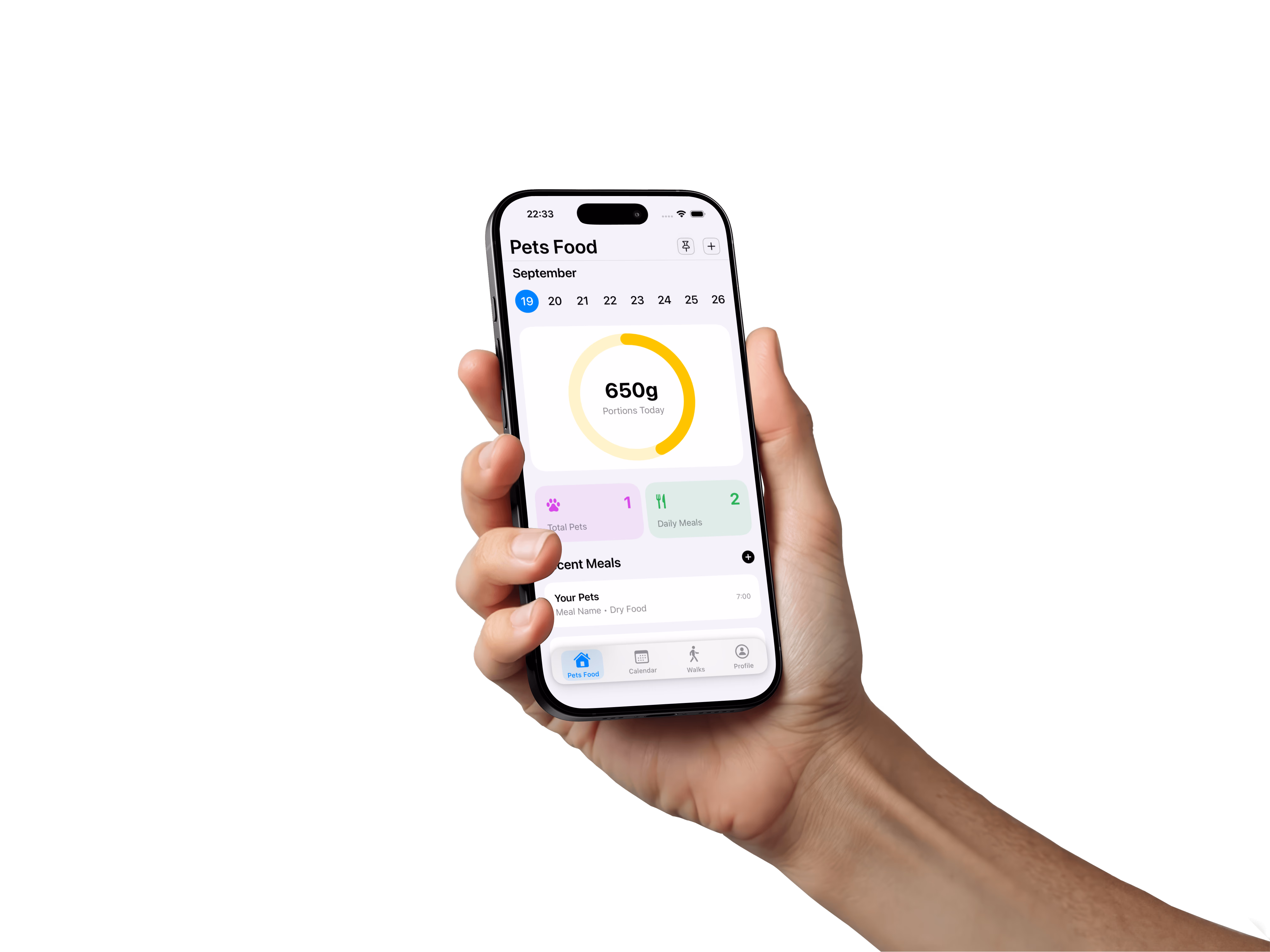 Aplikacja Pets Food prezentowana na telefonie